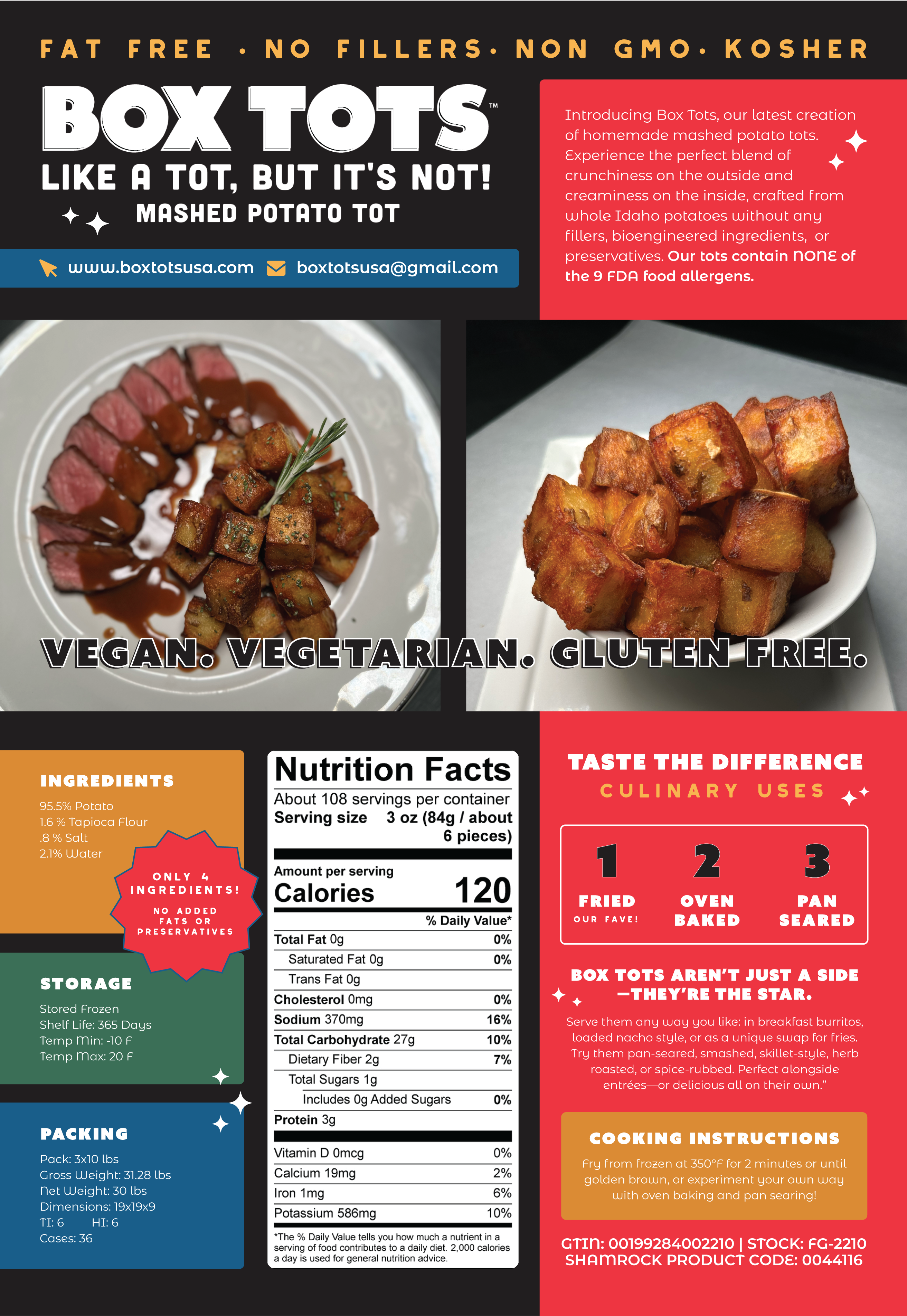 Box Tots Product Specification Sheet